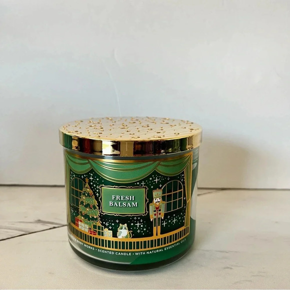 Bath & Body Works Fresh Balsam 3-Wick Candle 14.5 oz Scented Essential Oils - Picture 1 of 5